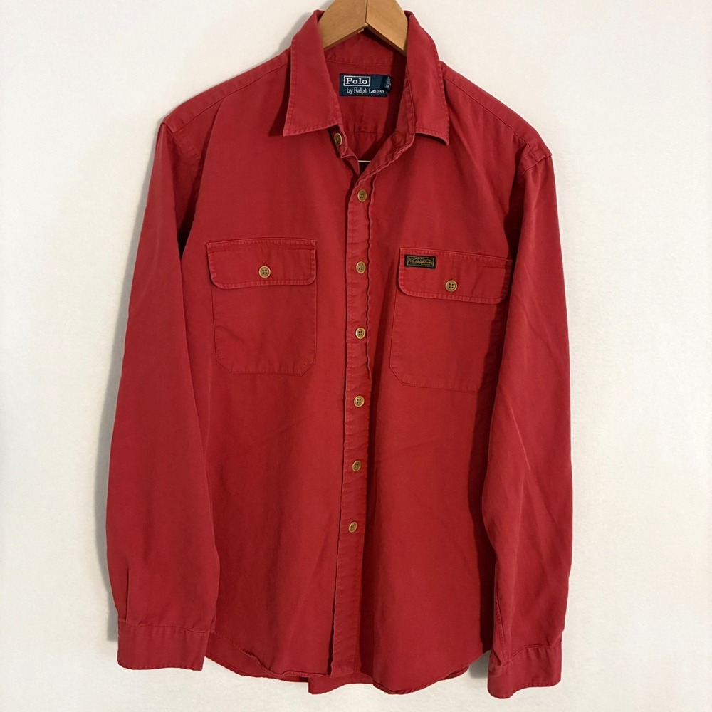 Polo Ralph Lauren Utility Shirt Men's L Flap Pocket Button Up Safari Gorpcore